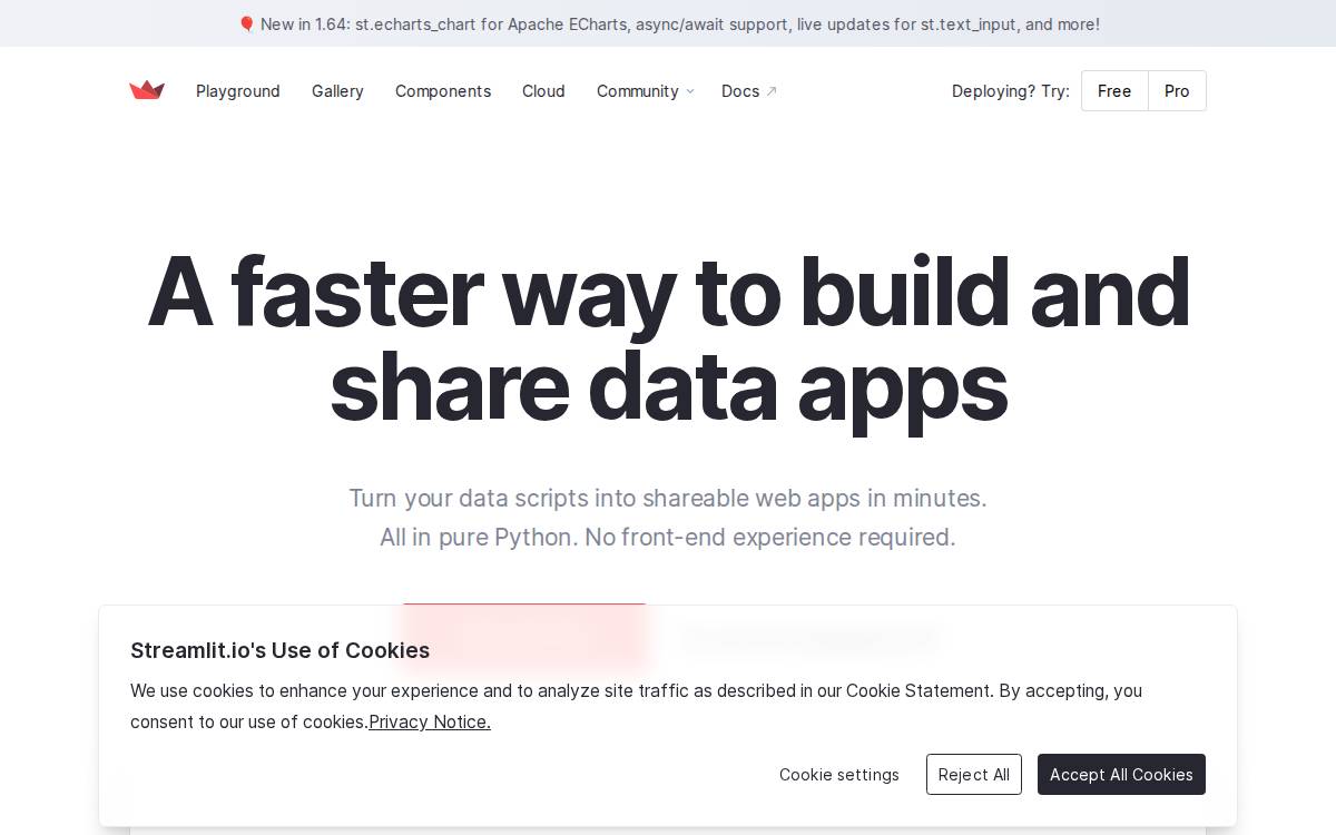 Streamlit website preview