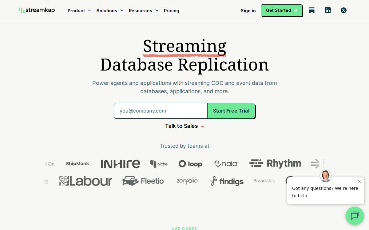 Streamkap website preview