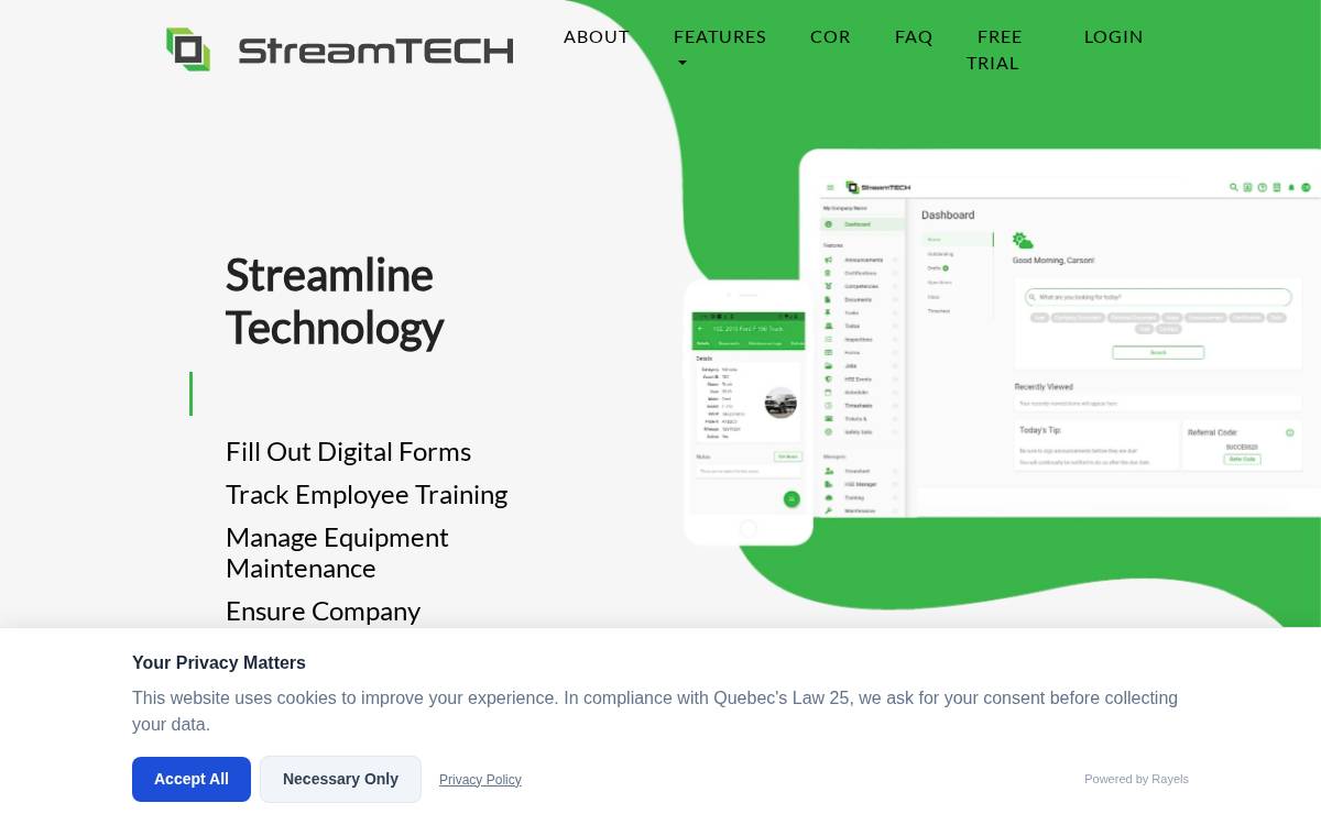 Streamtechapp website preview