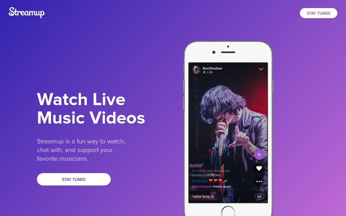 Streamup website preview