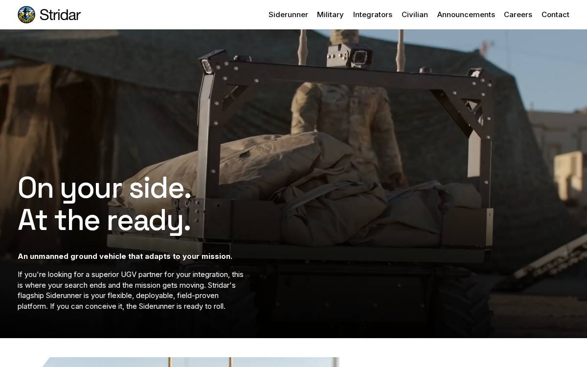 Stridar website preview