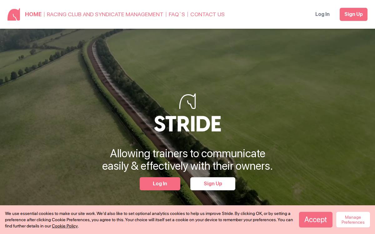 Stride Racing website preview