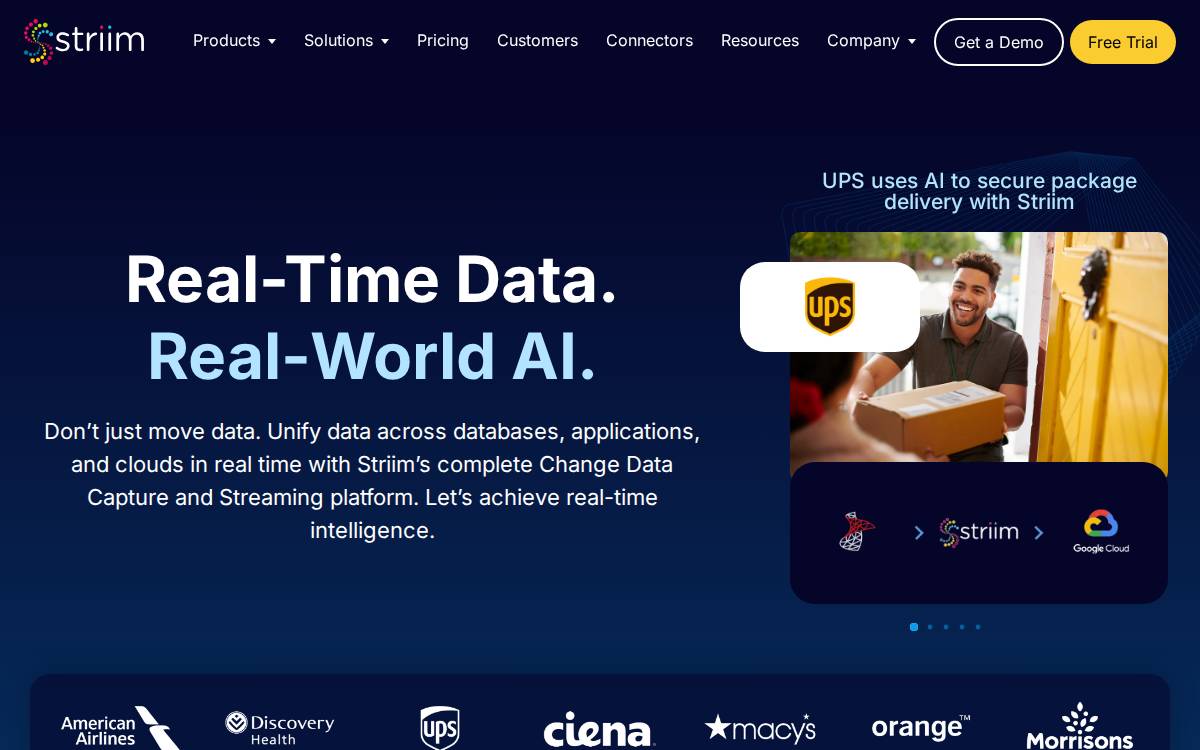 Striim website preview