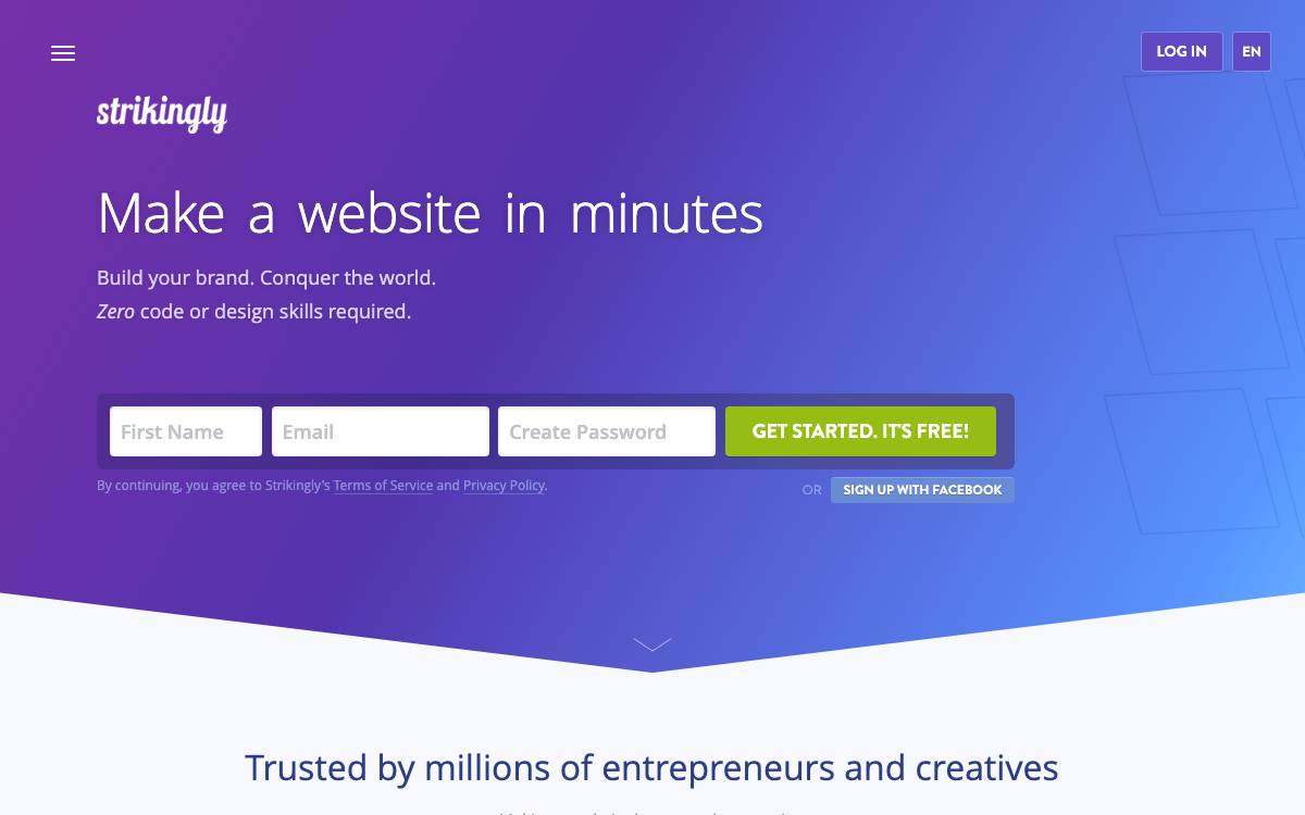 Strikingly website preview