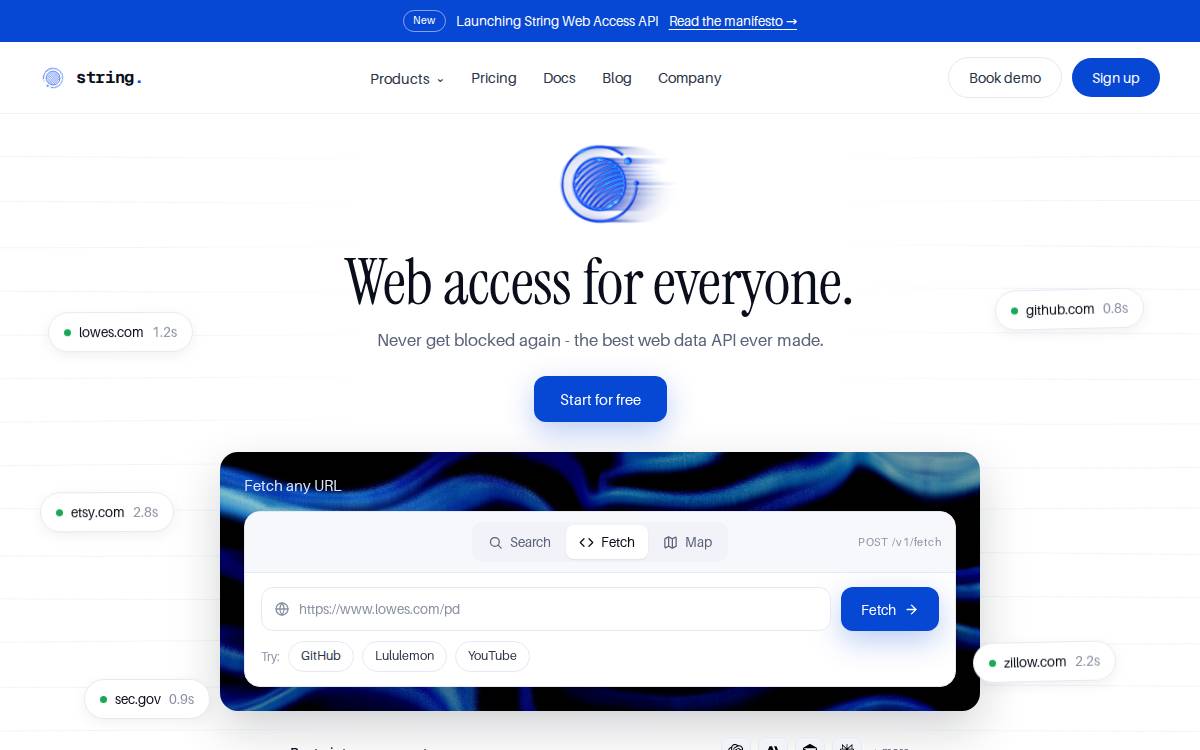 String AI website preview