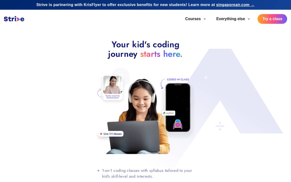Strive Math website preview