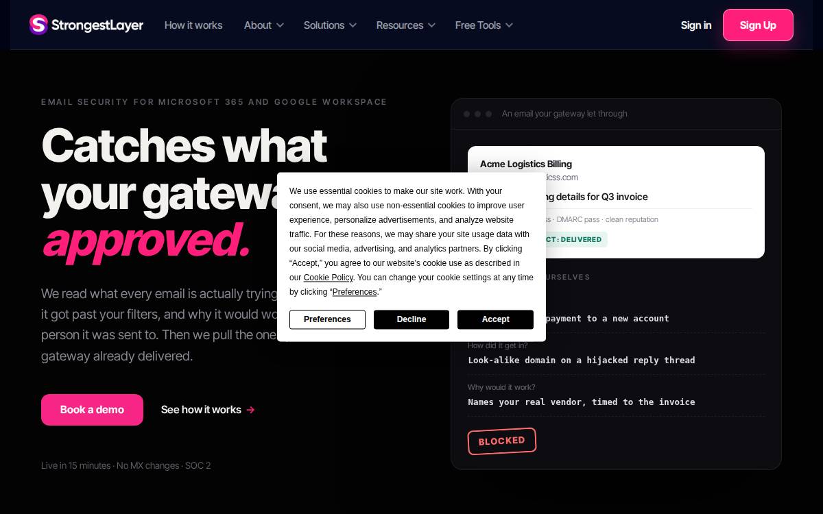 StrongestLayer website preview