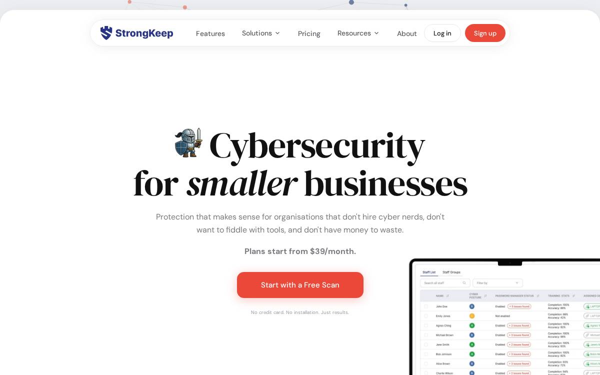 Strongkeep website preview