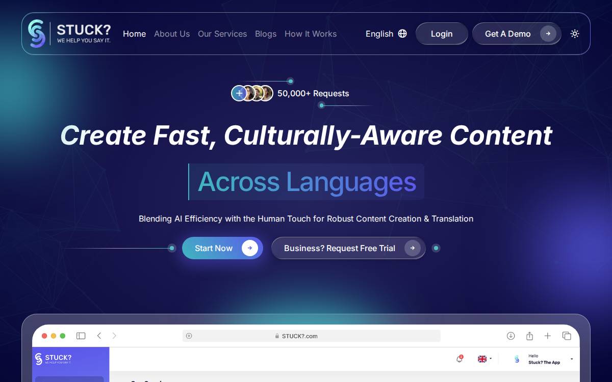 Stucktheapp website preview