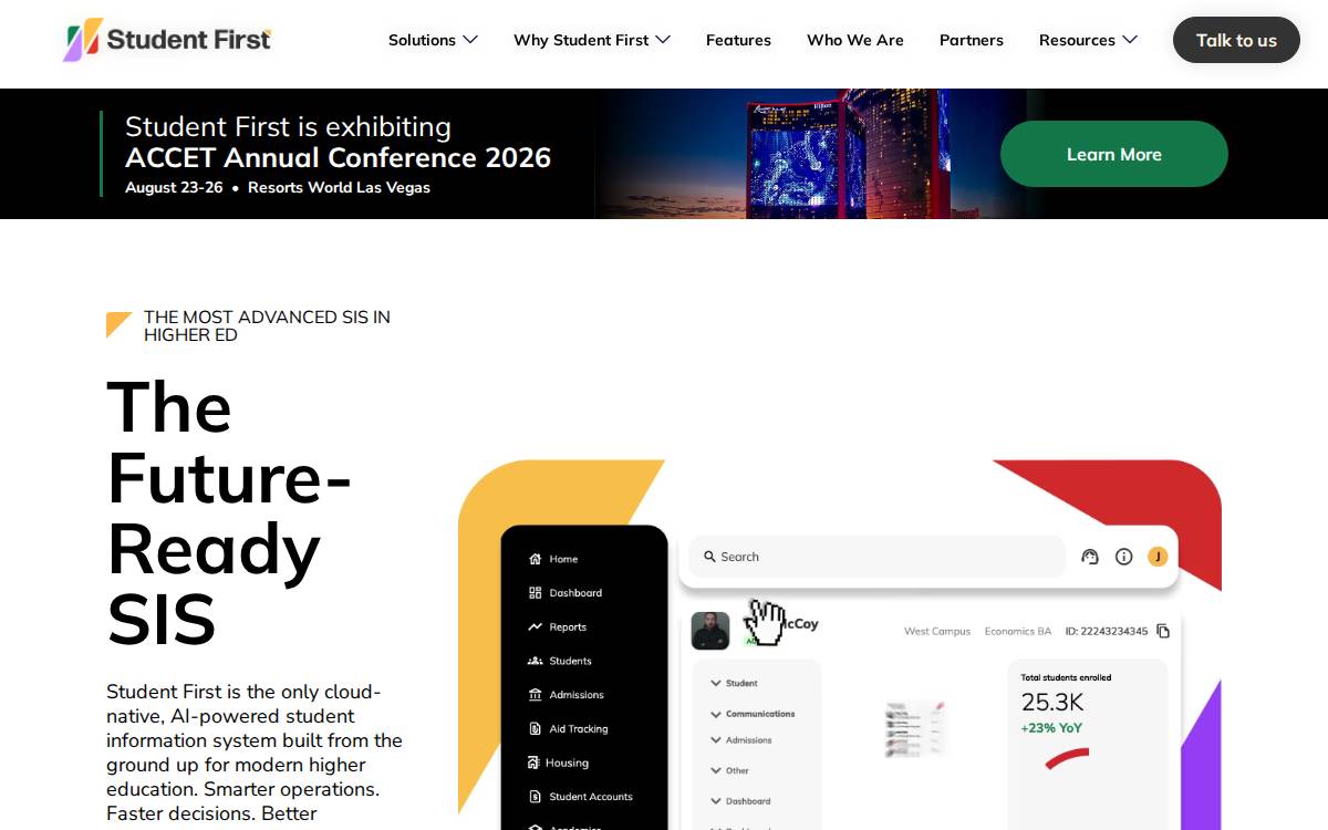 Student First website preview