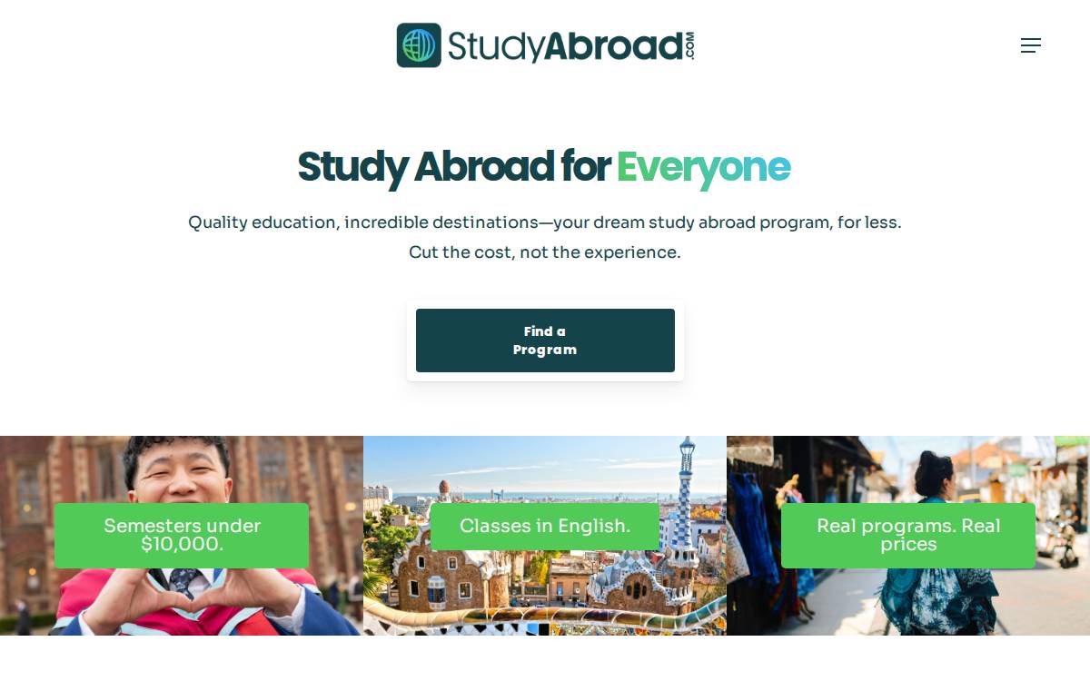 Studyabroad website preview