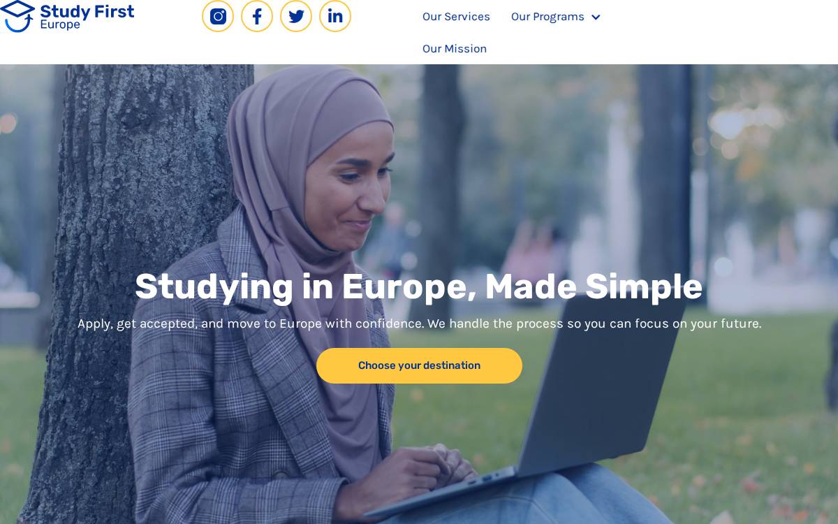 Studyfirsteurope website preview