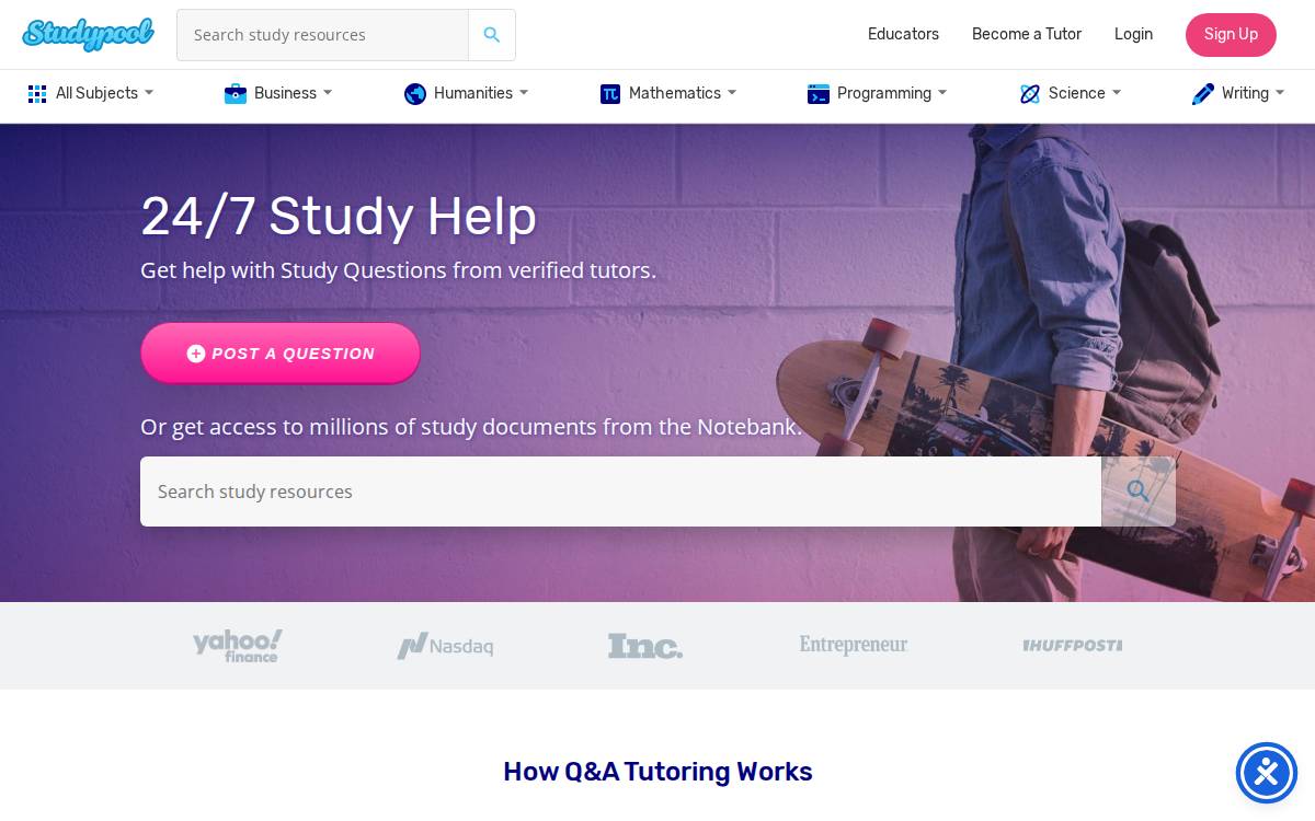 Studypool website preview