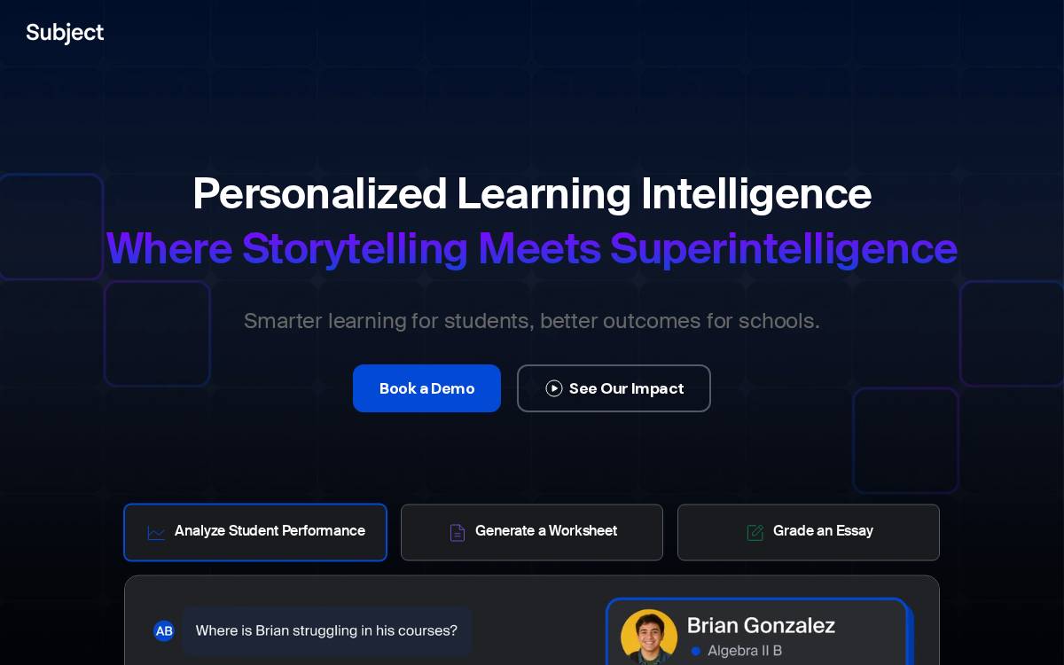 Subject website preview
