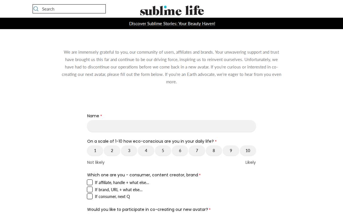 Sublimelife website preview