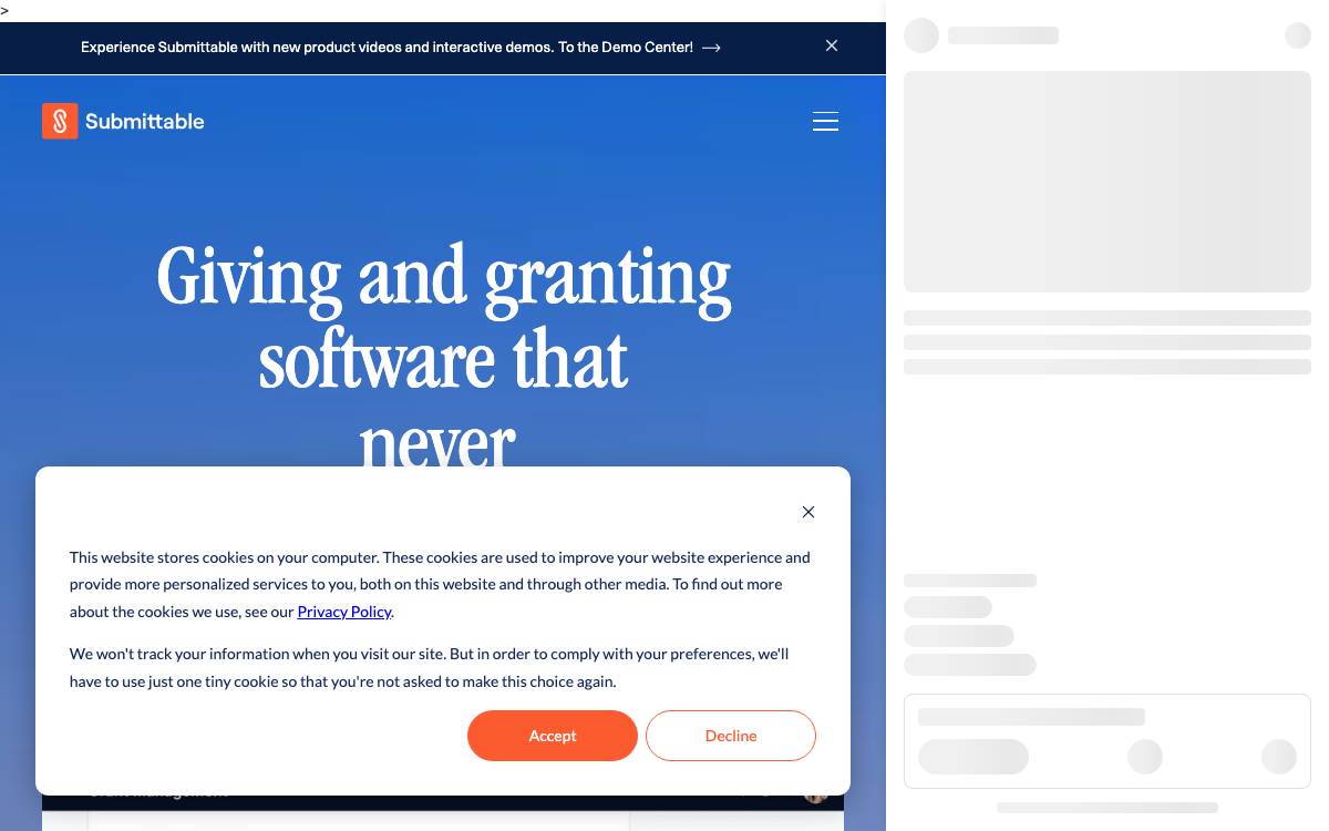 Submittable website preview