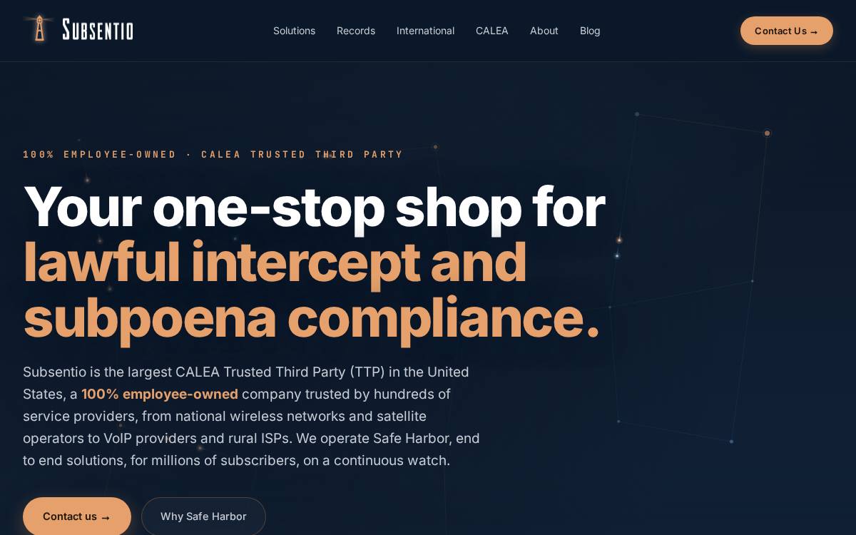 Subsentio website preview