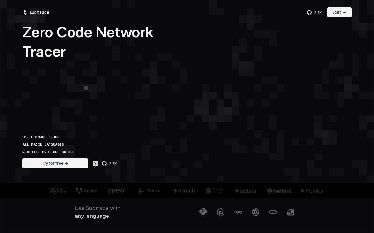 Subtrace website preview