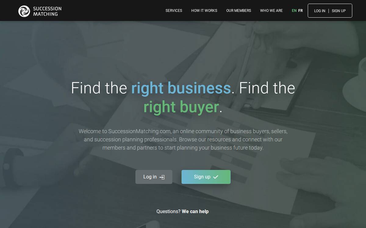 SuccessionMatching website preview