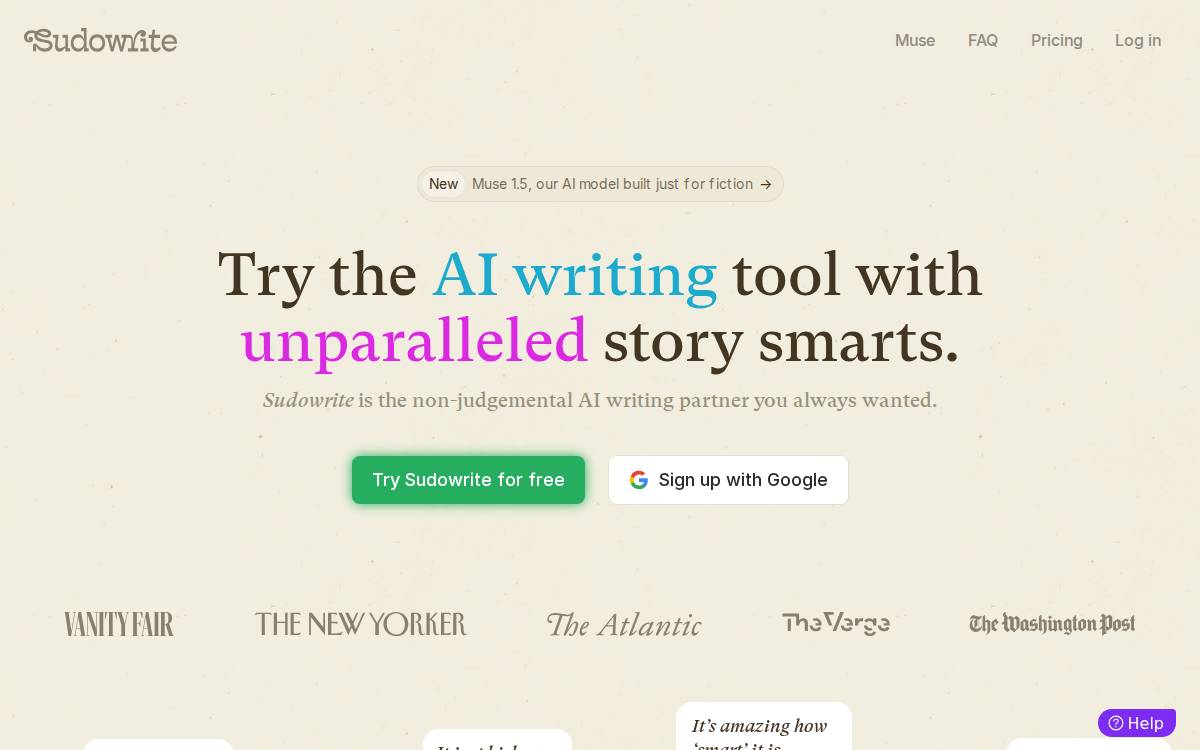 Sudowrite website preview