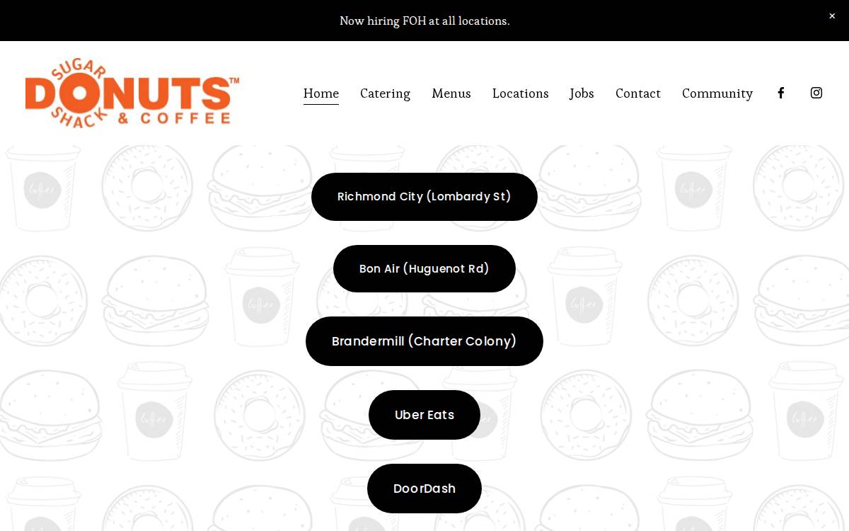 Sugar Shack Donuts website preview