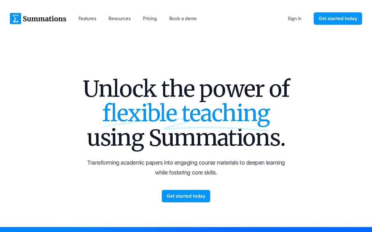 Summations website preview
