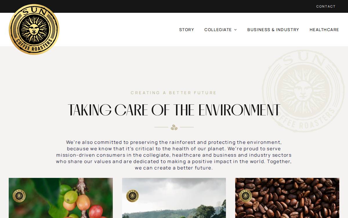 SUN Coffee Roasters website preview