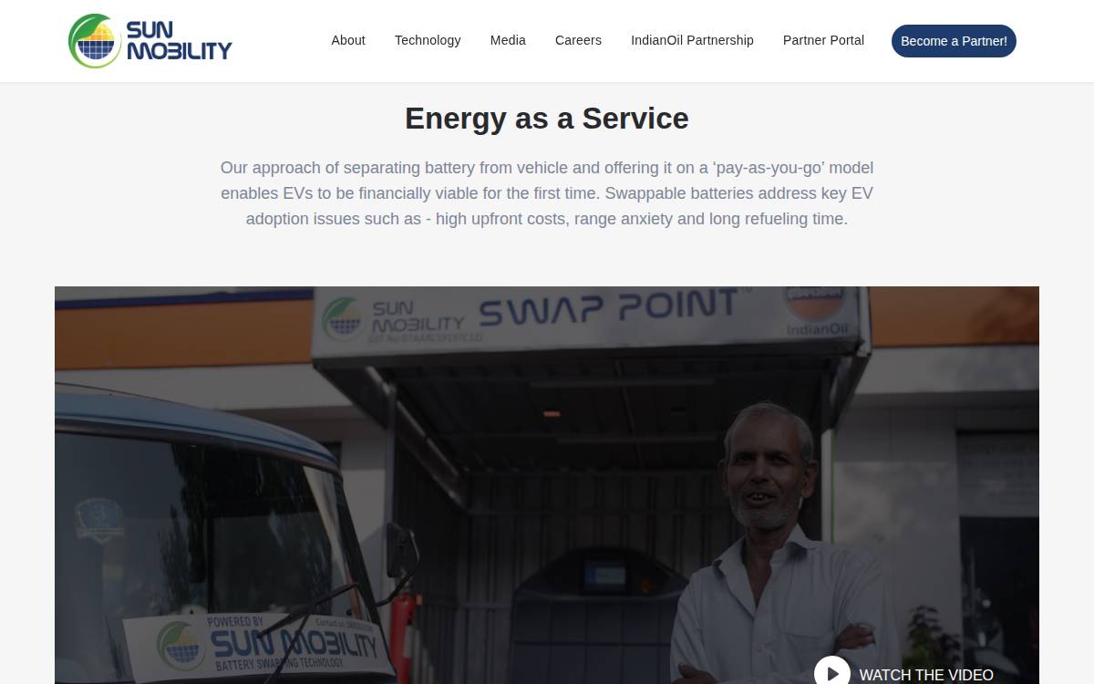 SUN Mobility website preview