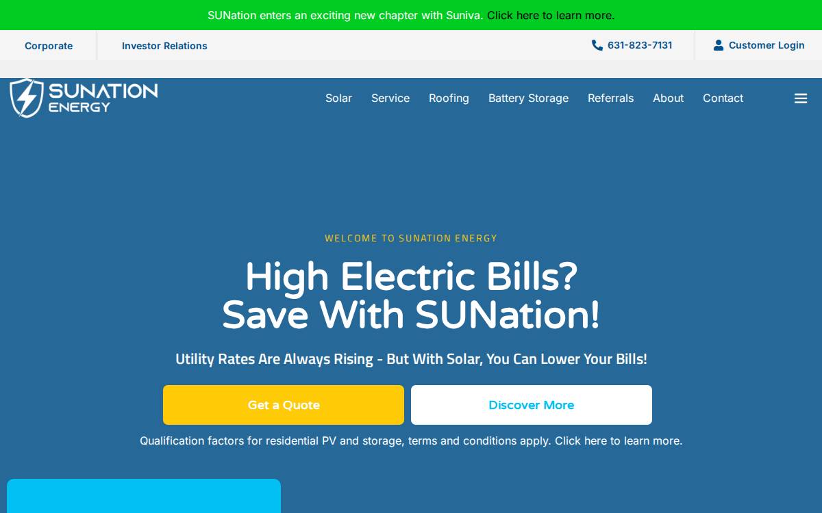 SUNation Energy website preview