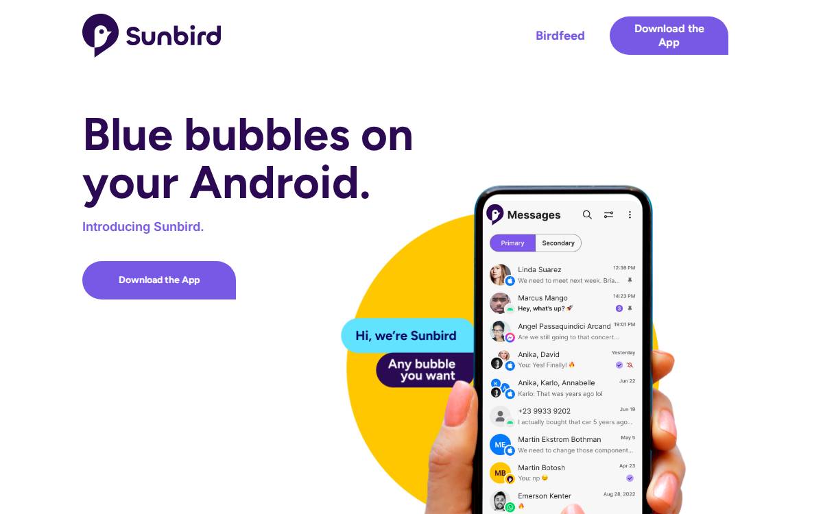 Sunbird website preview