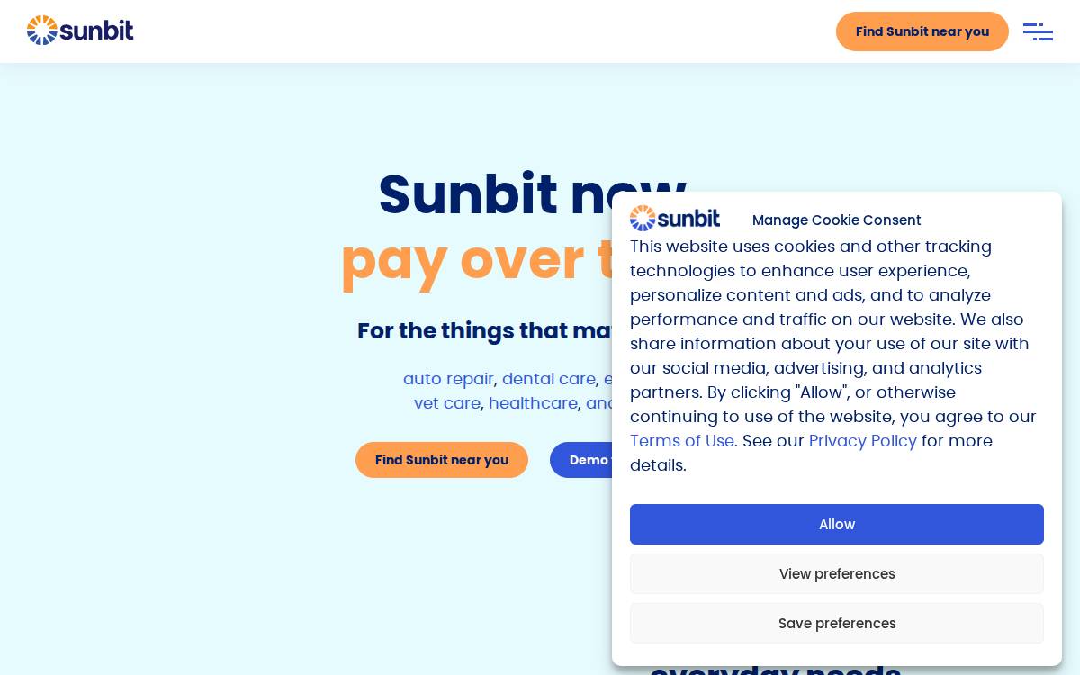 Sunbit website preview
