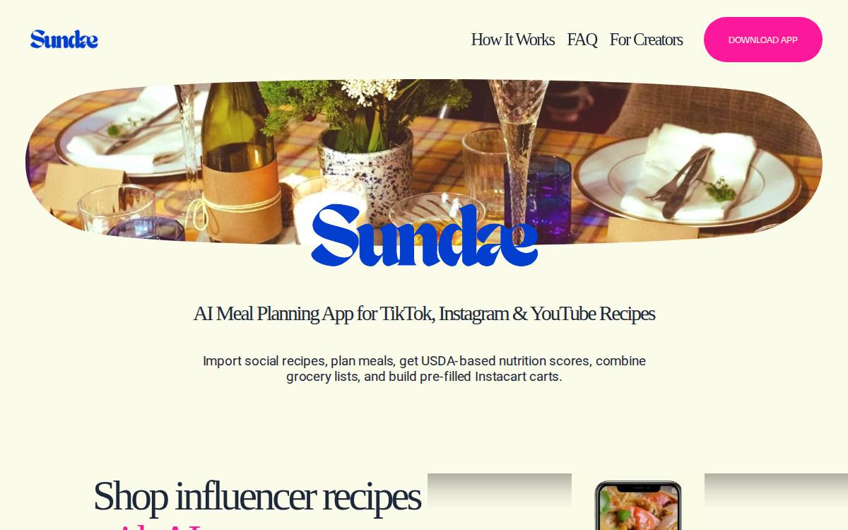 Sundaefoods website preview