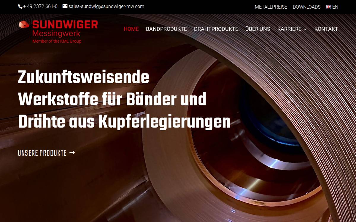 Sundwiger Messingwerk website preview