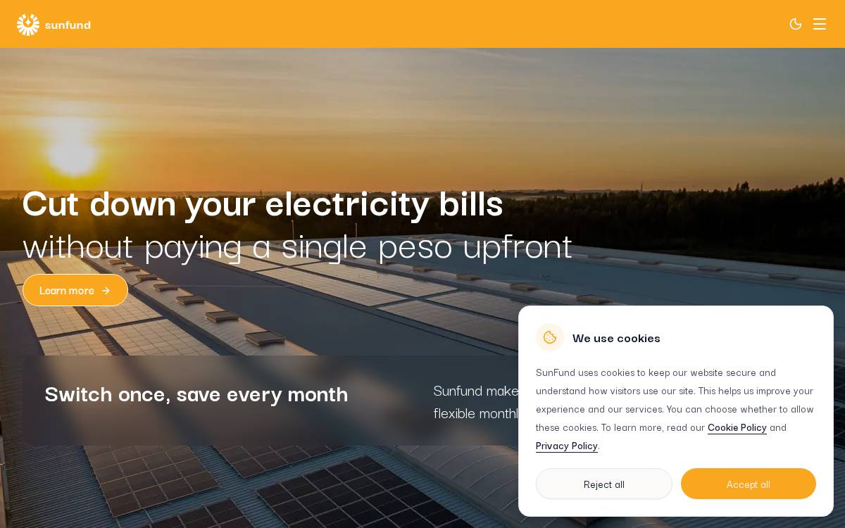 Sunfund website preview