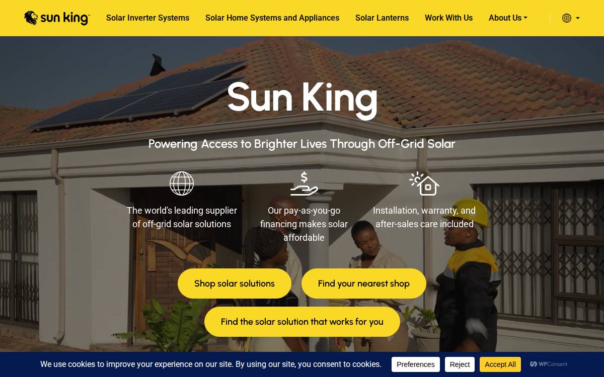 Sun King website preview