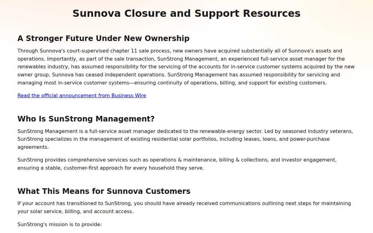 Sunnova website preview