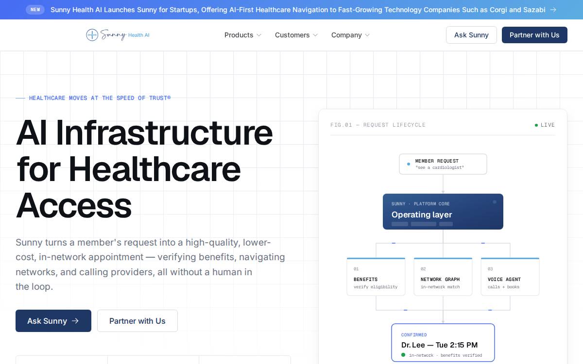 Sunny Health AI website preview