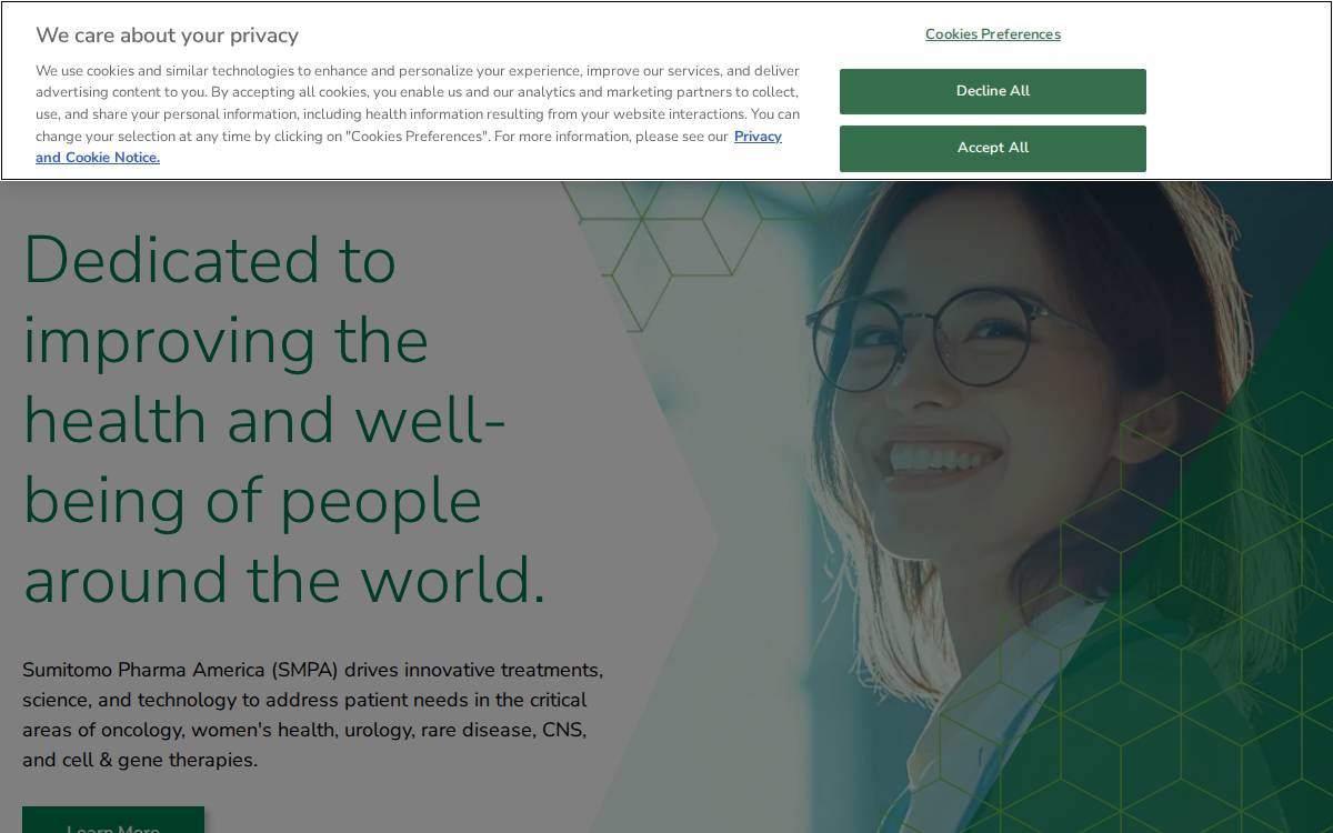 Sunovion website preview