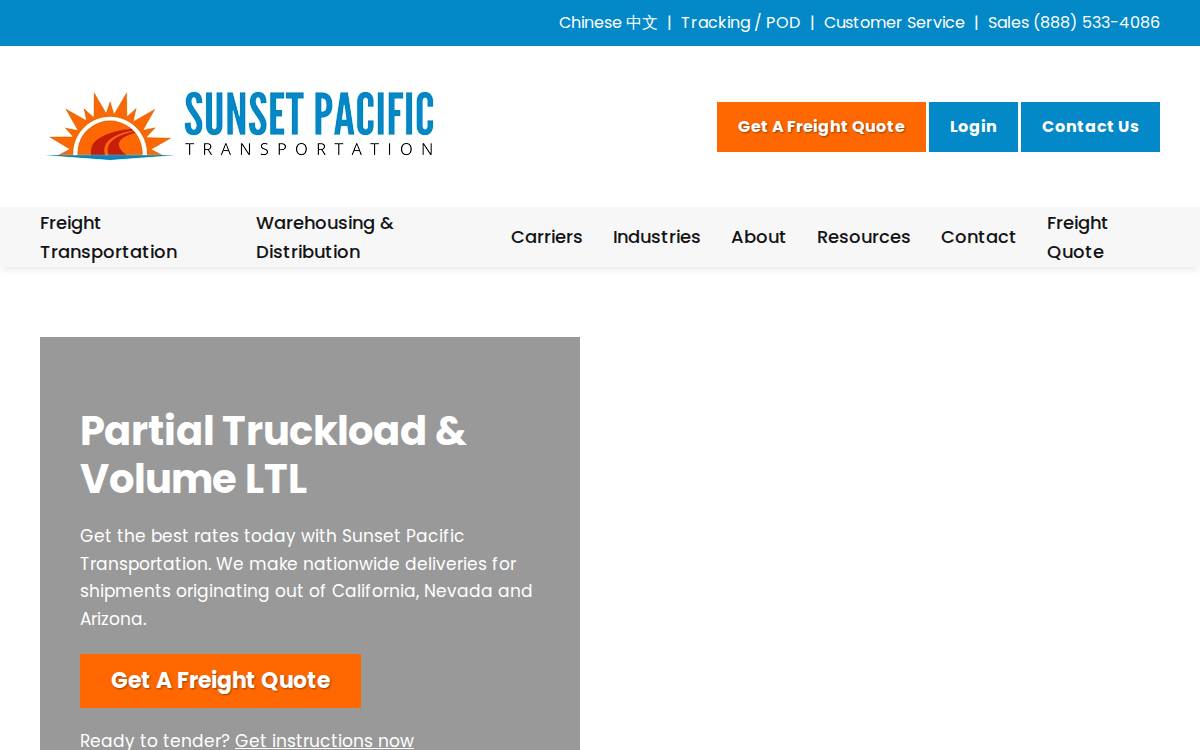 Sunset Pacific Transportation website preview