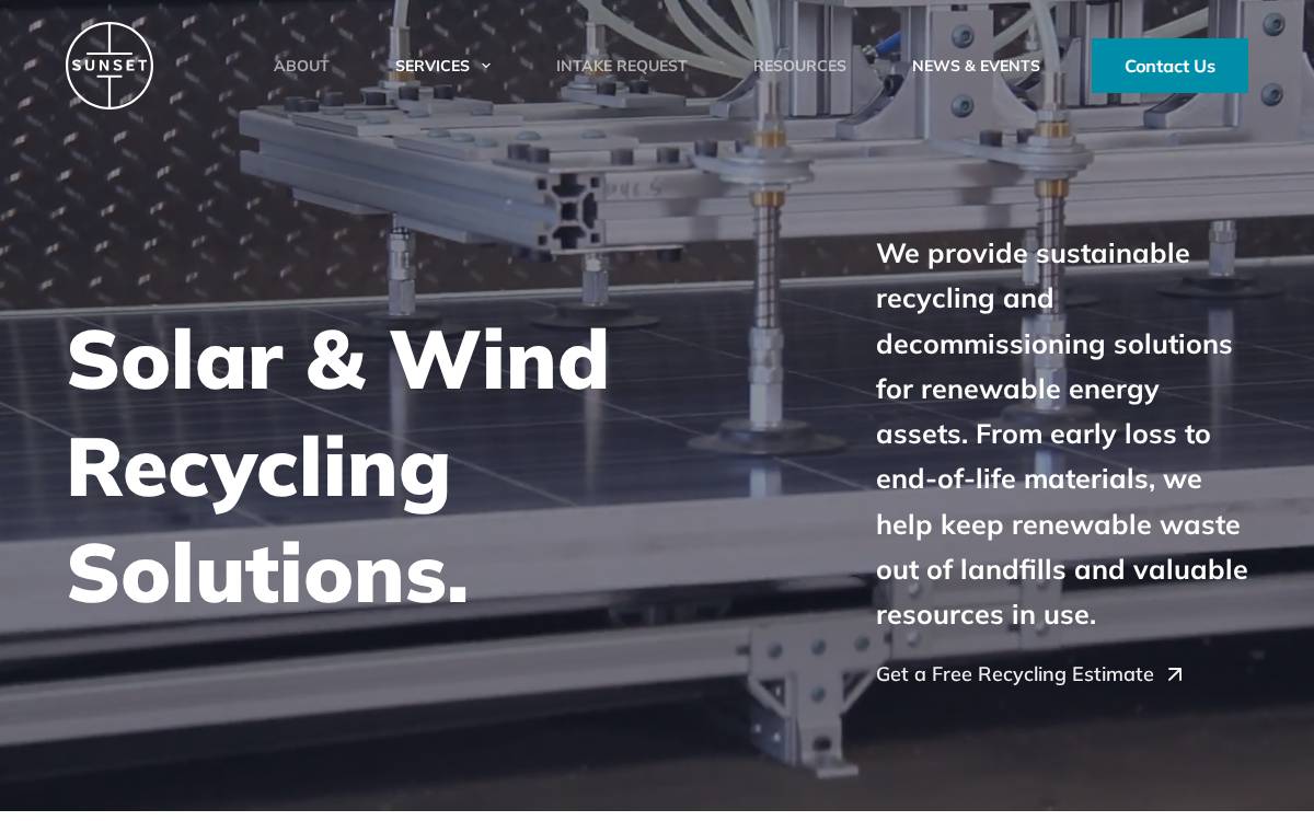 SUNSET Renewable Asset Mgt website preview