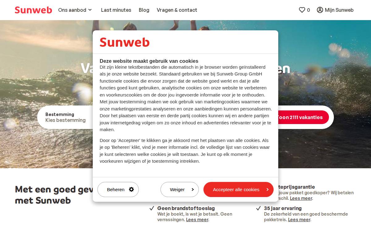 Sunweb website preview