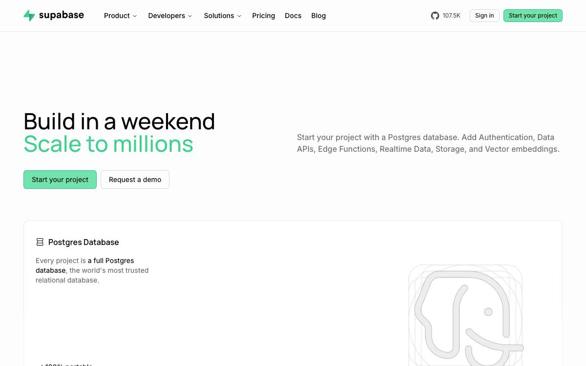 Supabase website preview