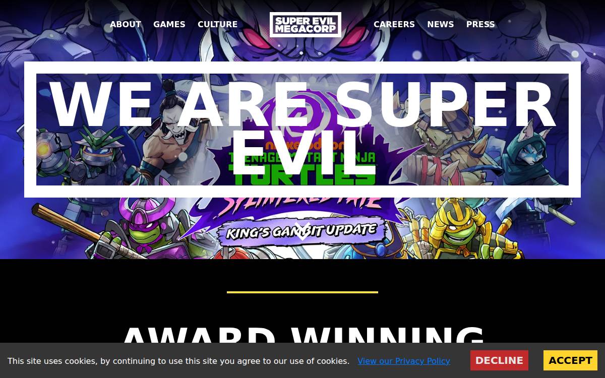 Super Evil MegaCorp website preview
