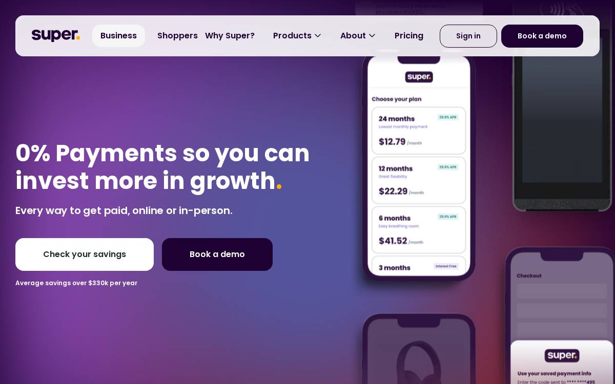 Super Payments website preview