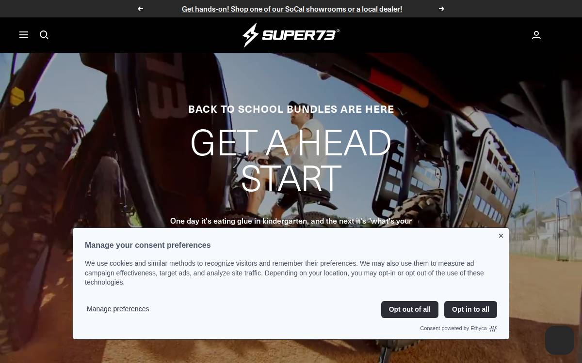 Super73 website preview