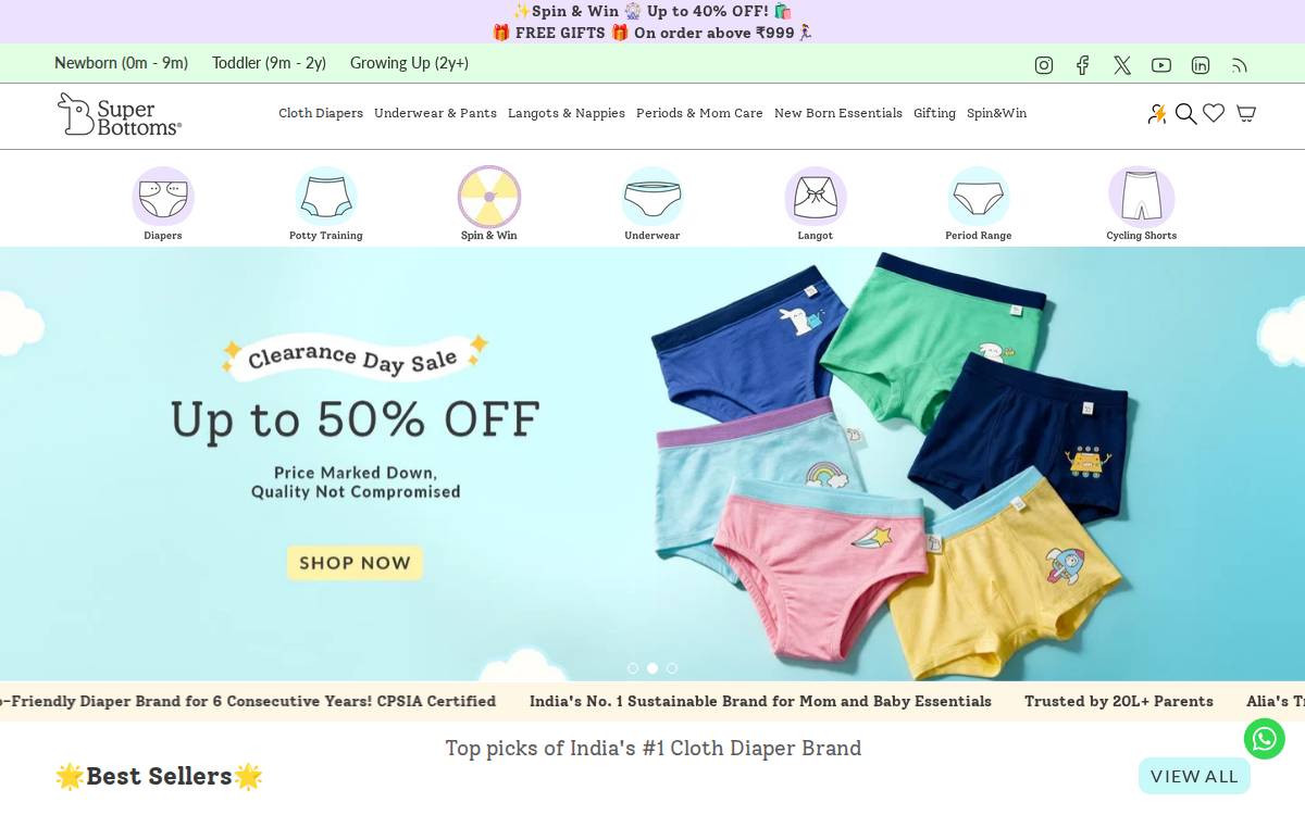 Super Bottoms website preview