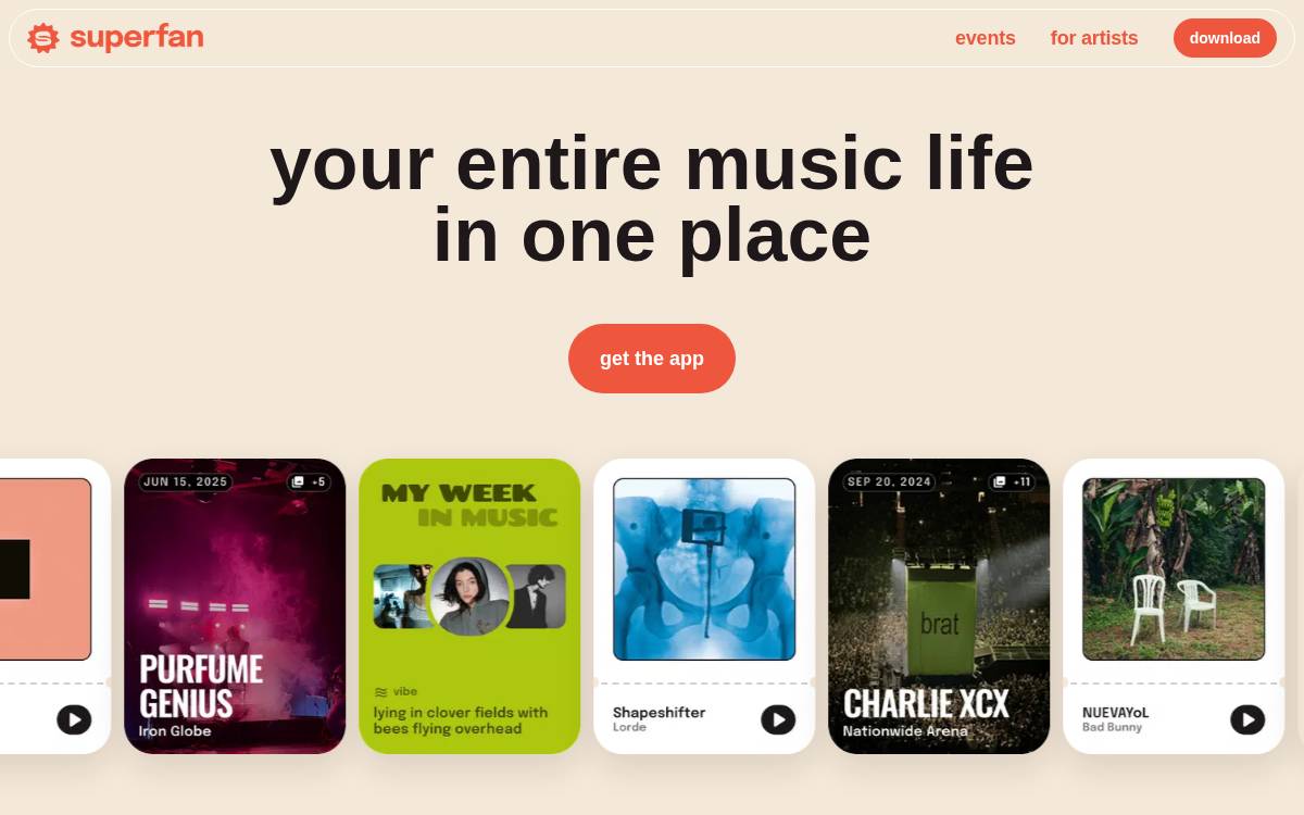Superfan website preview