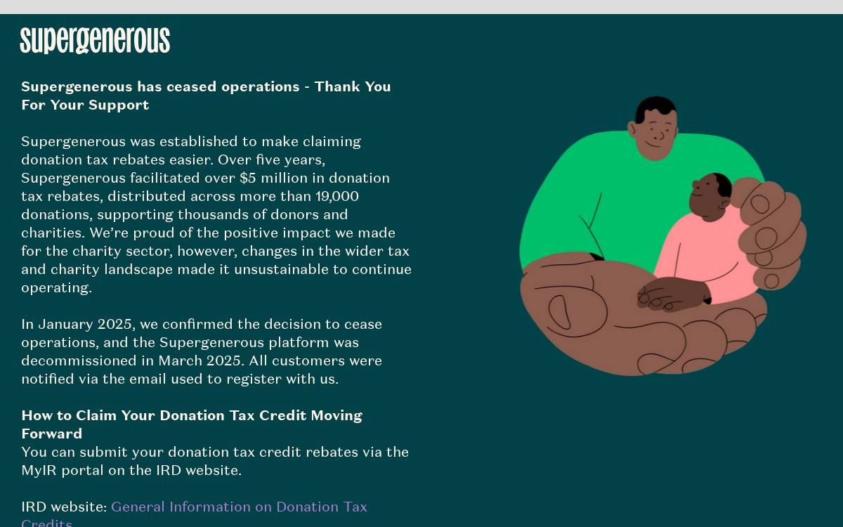 Supergenerous website preview