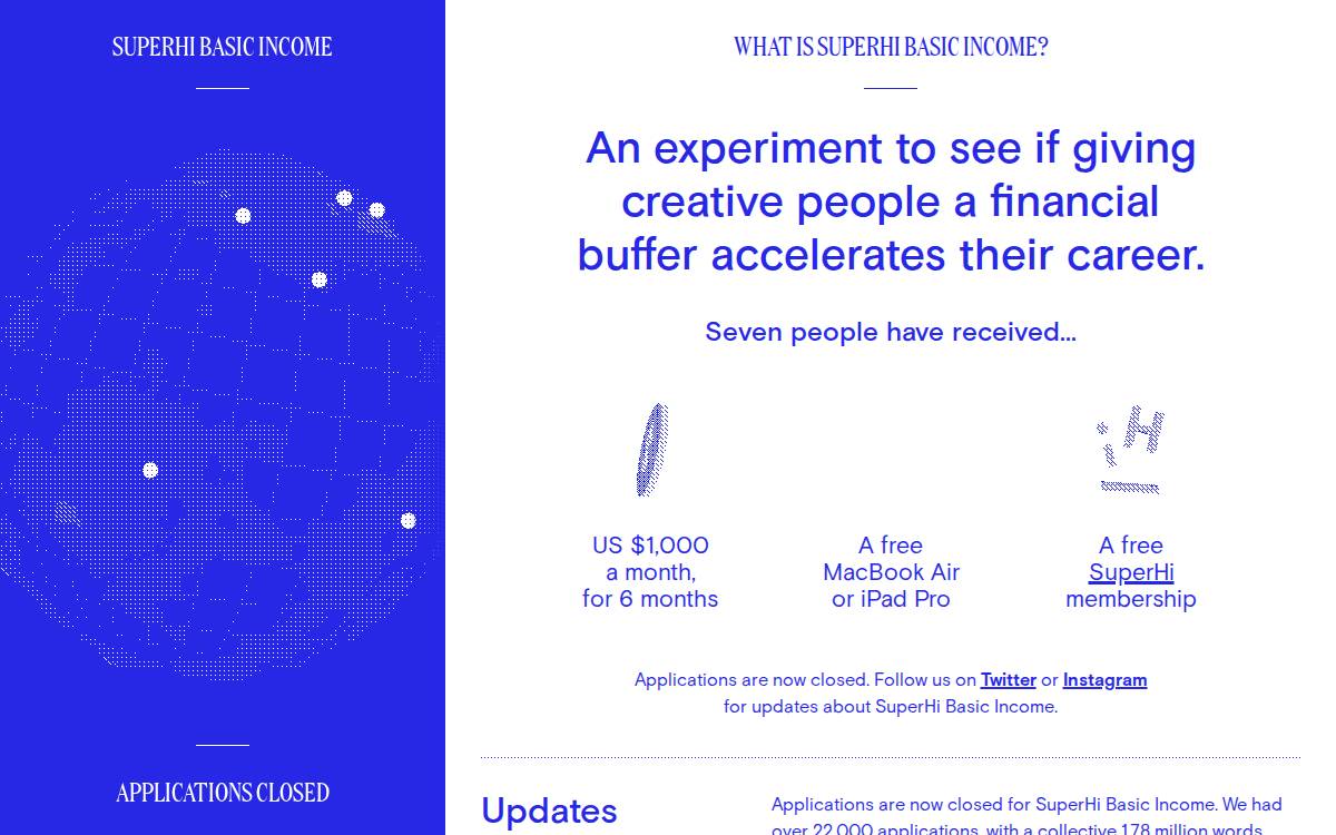 SuperHi Basic Income website preview