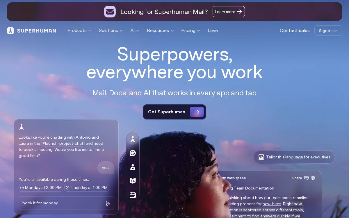 Superhuman website preview